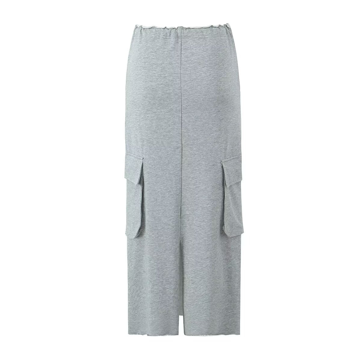 High-Waist Drawstring Slit Midi Skirt