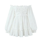 Embroidered Off-Shoulder Ruffled Mini Dress