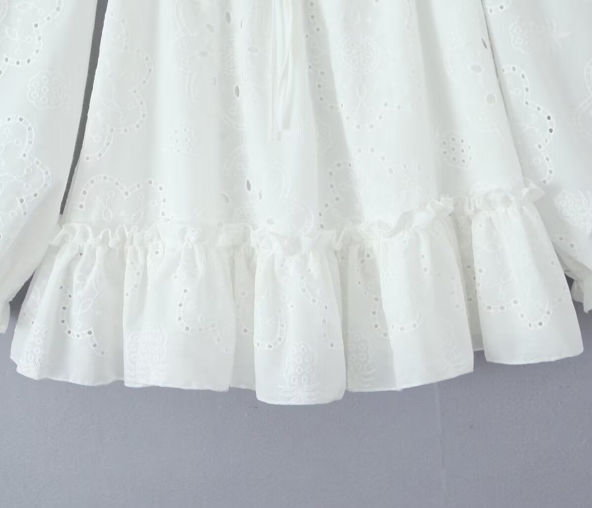 Embroidered Off-Shoulder Ruffled Mini Dress