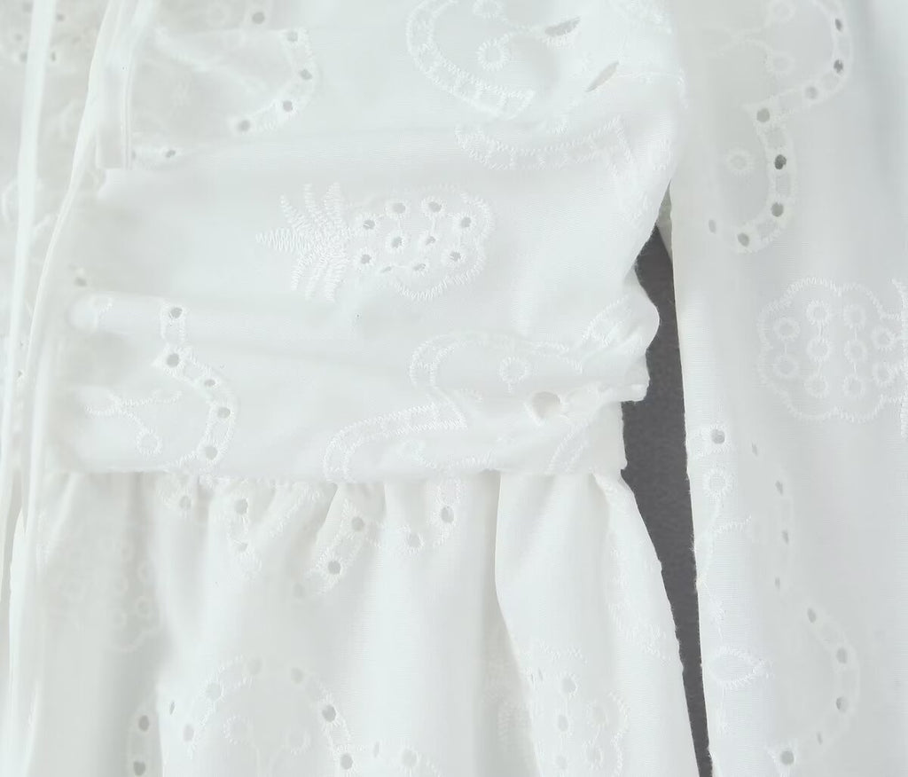 Embroidered Off-Shoulder Ruffled Mini Dress