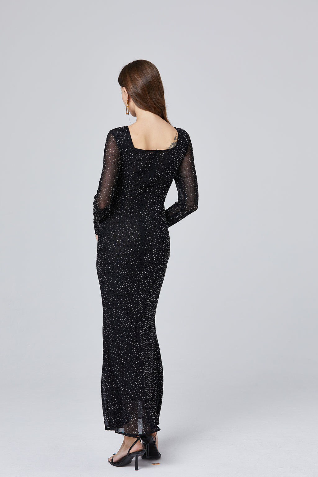 Women's 's V-Neck Long-Sleeve Maxi Dress