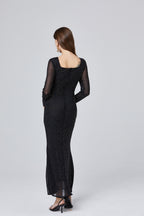 Women's 's V-Neck Long-Sleeve Maxi Dress