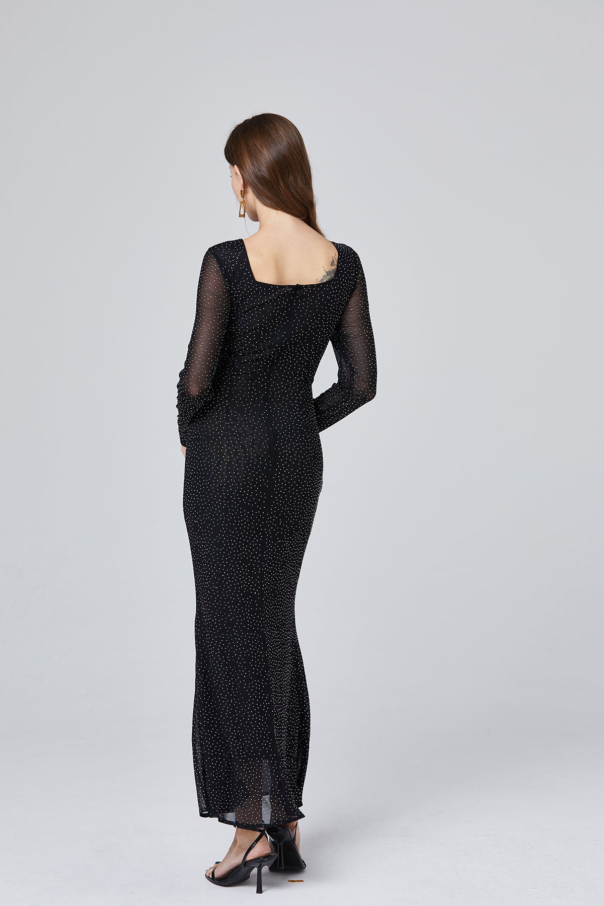Women's 's V-Neck Long-Sleeve Maxi Dress