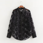 Women's Chiffon Three Dimensional Texture Rose Stitching Shirt