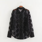 Women's Chiffon Three Dimensional Texture Rose Stitching Shirt