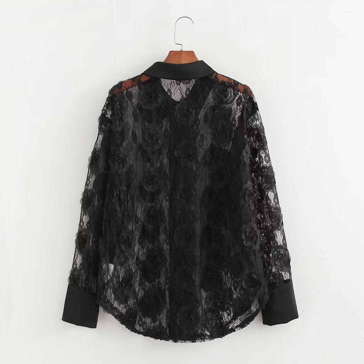Women's Chiffon Three Dimensional Texture Rose Stitching Shirt