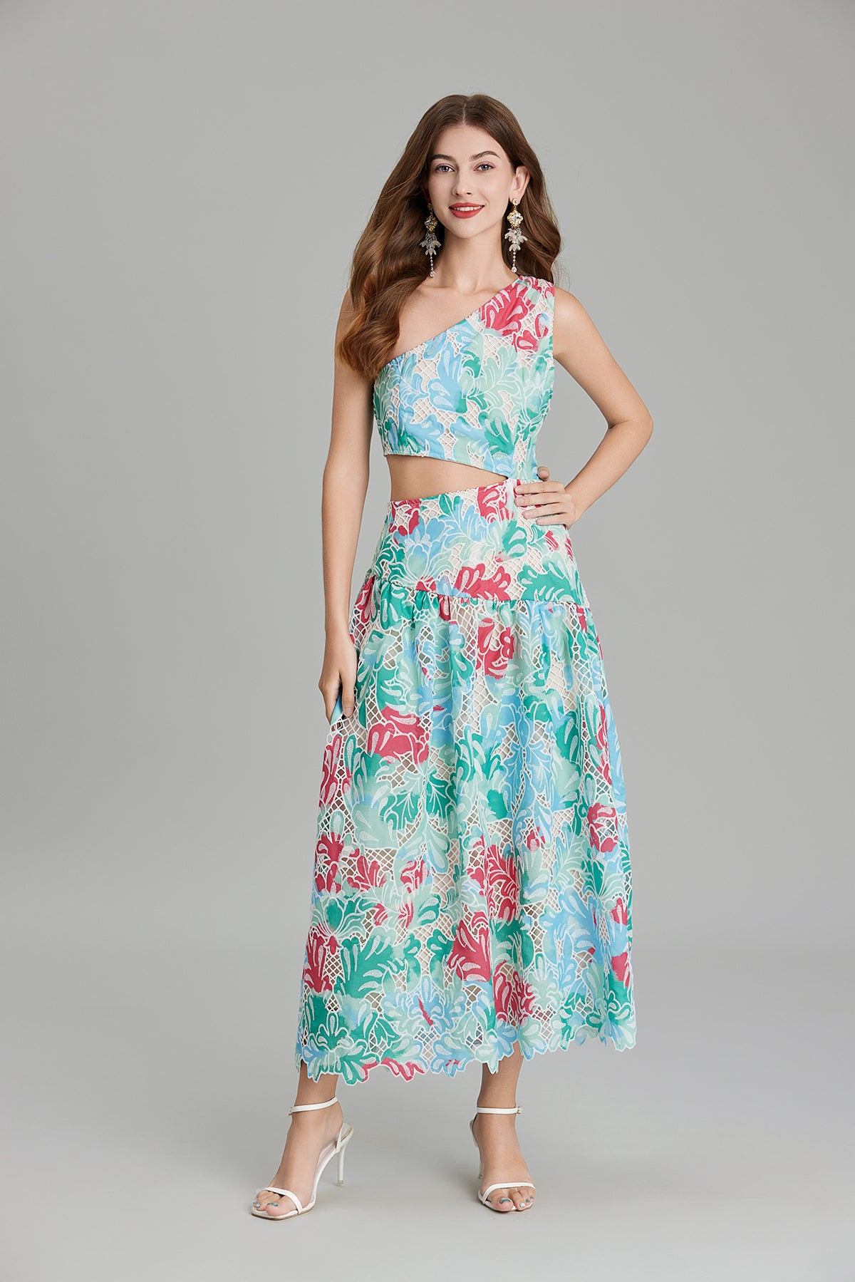 Women's 's Asymmetric Cutout A-Line Maxi Dress