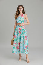 Women's 's Asymmetric Cutout A-Line Maxi Dress