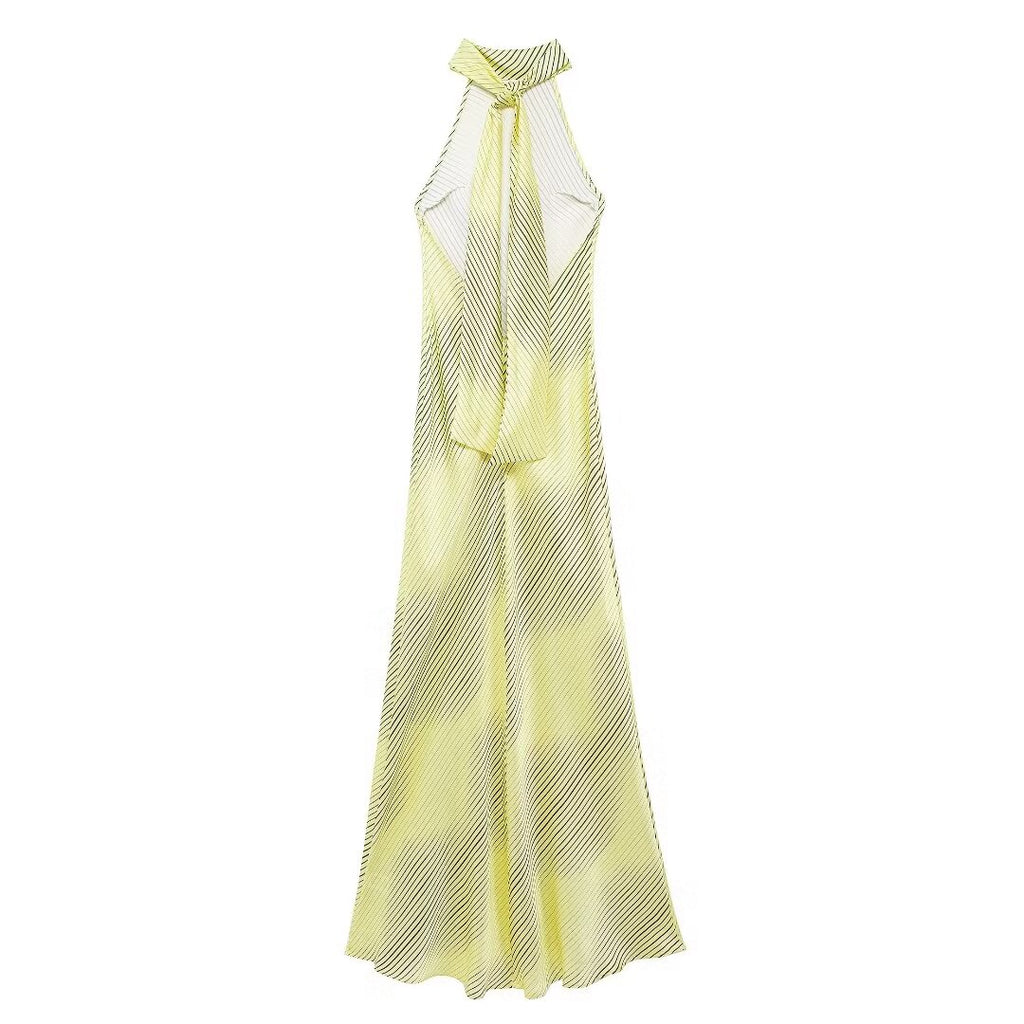 Satin-Feel Backless Halter Dress