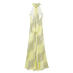 Satin-Feel Backless Halter Dress