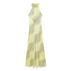 Satin-Feel Backless Halter Dress