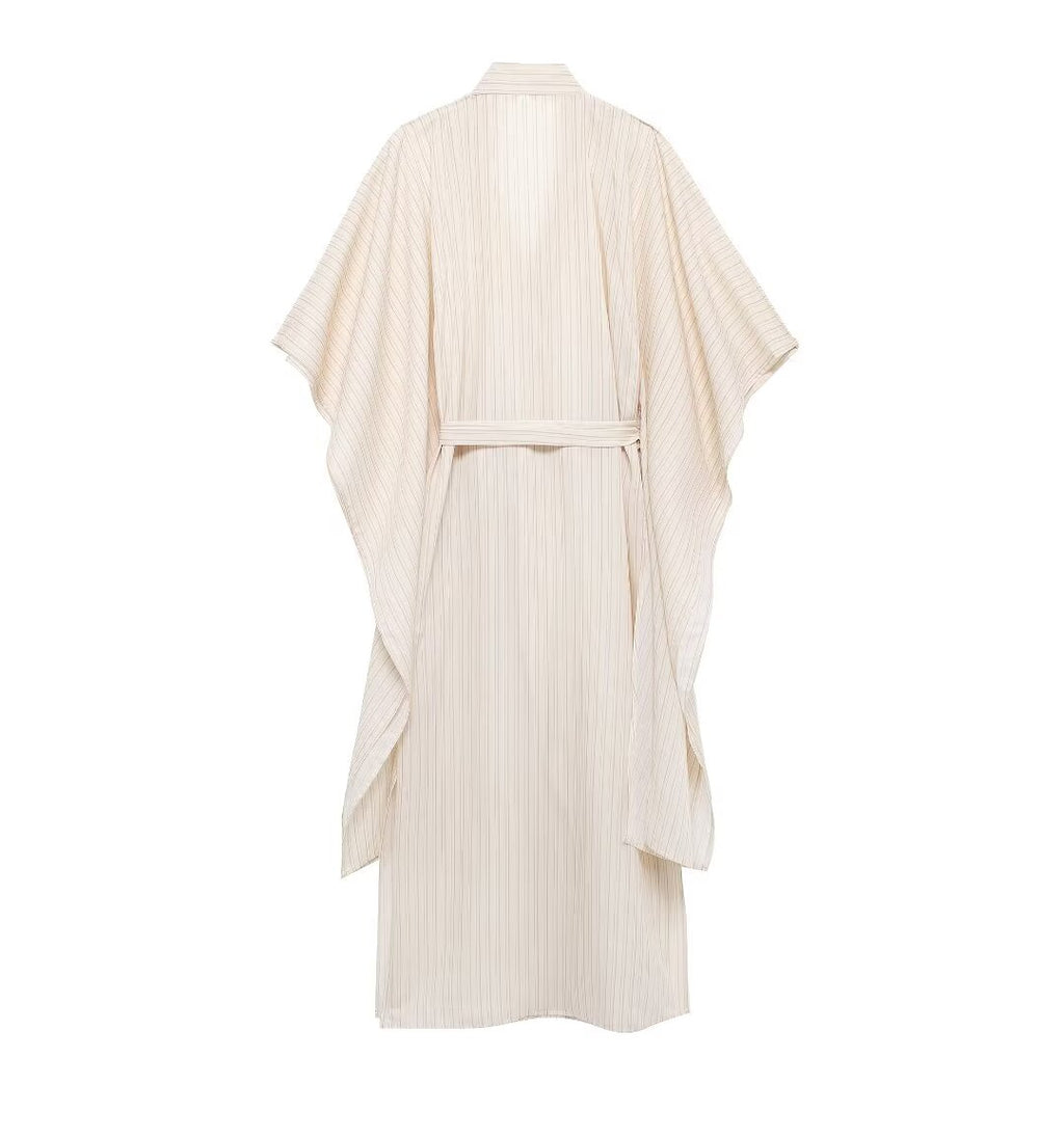 Women's Summer Striped Loose Waist Lace Up Dress