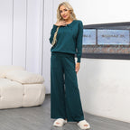 Autumn And Winter Solid Loose Casual Sweater Two-Piece Set
