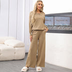 Autumn And Winter Solid Loose Casual Sweater Two-Piece Set