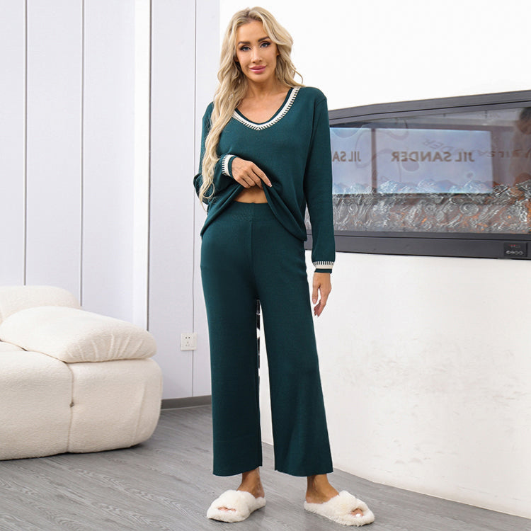 Autumn And Winter Solid Loose Casual Sweater Two-Piece Set