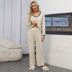 Autumn And Winter Solid Loose Casual Sweater Two-Piece Set