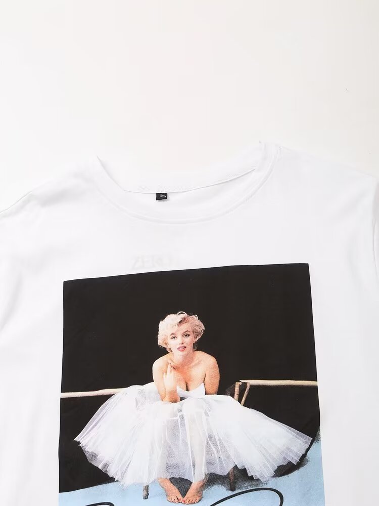 Women's Marilyn Monroe Graphic Print Short Sleeve T-Shirt