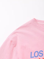 Women's Summer Women Clothing Stylish Simple Pink Printed T Shirt
