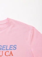 Women's Summer Women Clothing Stylish Simple Pink Printed T Shirt