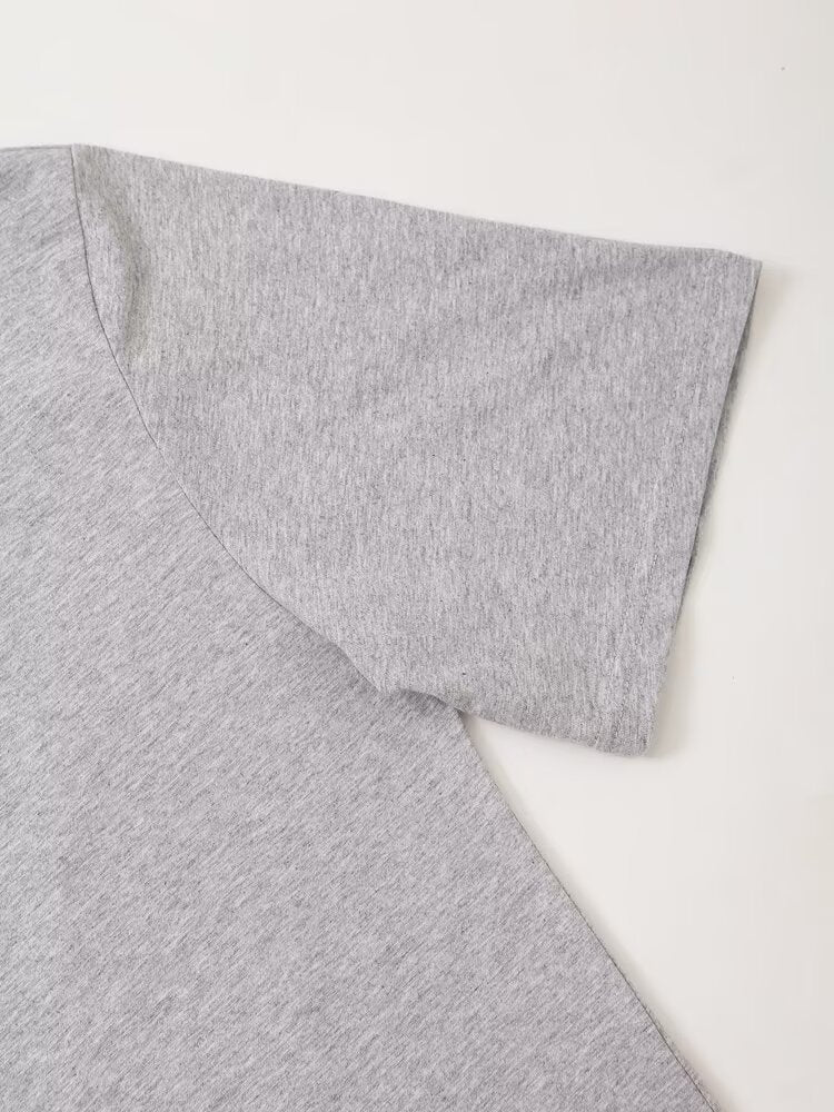 Women's Summer Women Clothing Fashionable Simple Gray All Match Printed T Shirt