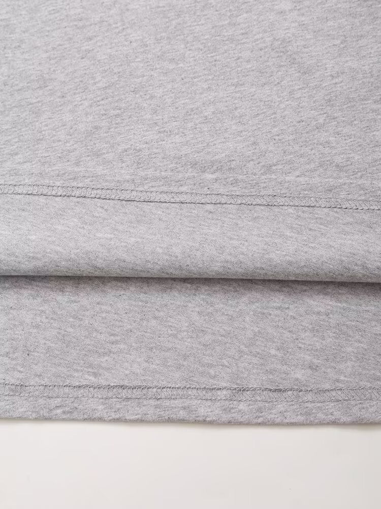 Women's Summer Women Clothing Fashionable Simple Gray All Match Printed T Shirt