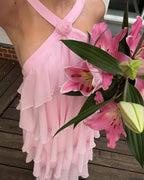 3D Ruffle Spaghetti-Strap A-Line Maxi Dress