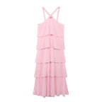 3D Ruffle Spaghetti-Strap A-Line Maxi Dress