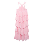 3D Ruffle Spaghetti-Strap A-Line Maxi Dress