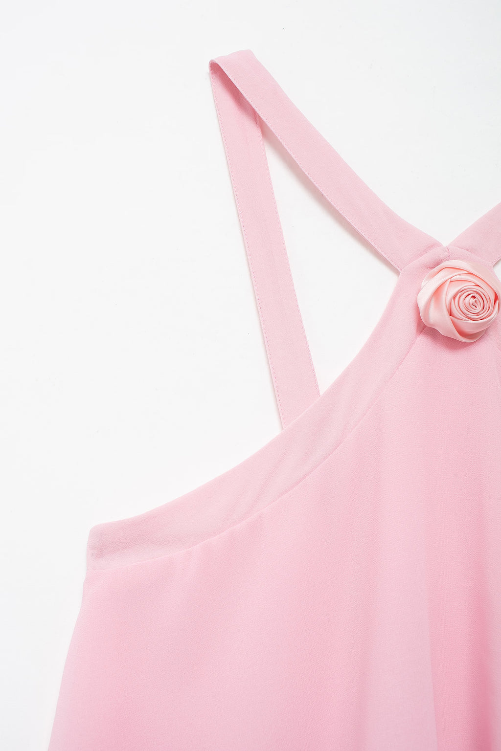 3D Ruffle Spaghetti-Strap A-Line Maxi Dress