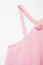 3D Ruffle Spaghetti-Strap A-Line Maxi Dress