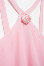 3D Ruffle Spaghetti-Strap A-Line Maxi Dress