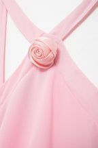 3D Ruffle Spaghetti-Strap A-Line Maxi Dress