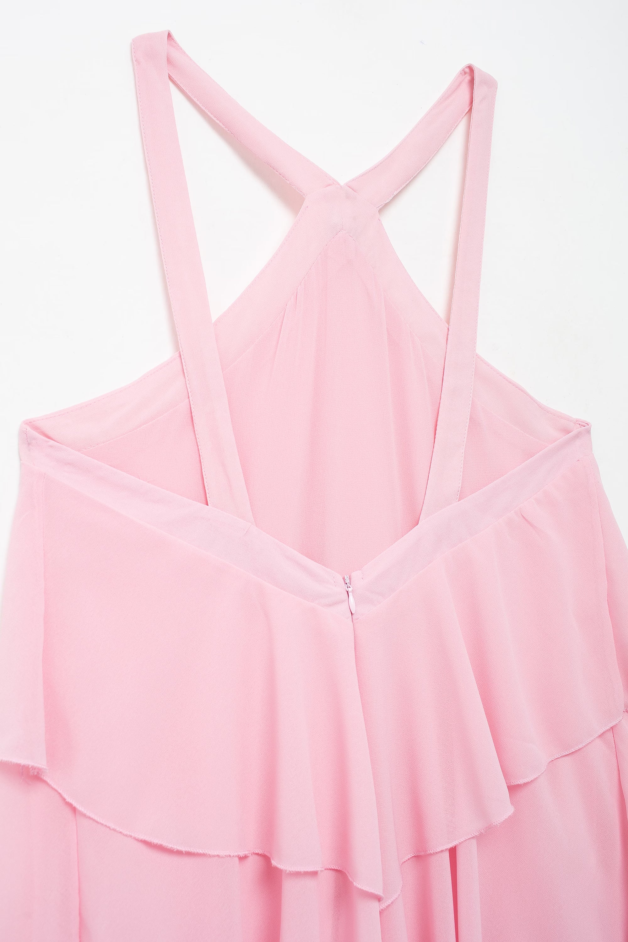 3D Ruffle Spaghetti-Strap A-Line Maxi Dress