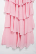 3D Ruffle Spaghetti-Strap A-Line Maxi Dress
