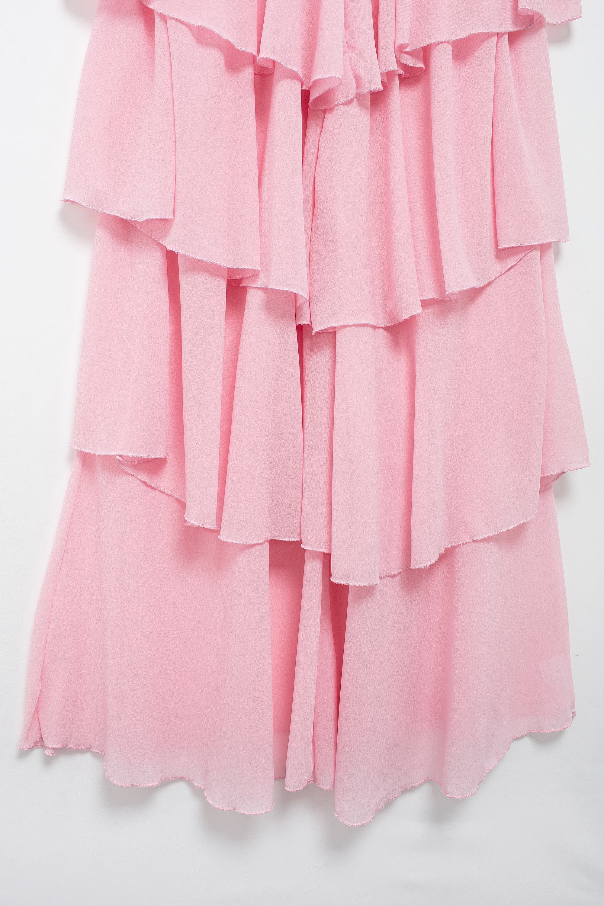 3D Ruffle Spaghetti-Strap A-Line Maxi Dress