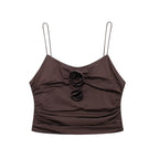 's Convex Floral Decorative Pleated Short Top
