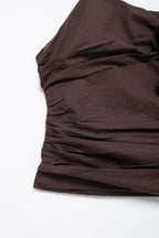 's Convex Floral Decorative Pleated Short Top