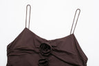 's Convex Floral Decorative Pleated Short Top