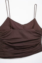 's Convex Floral Decorative Pleated Short Top