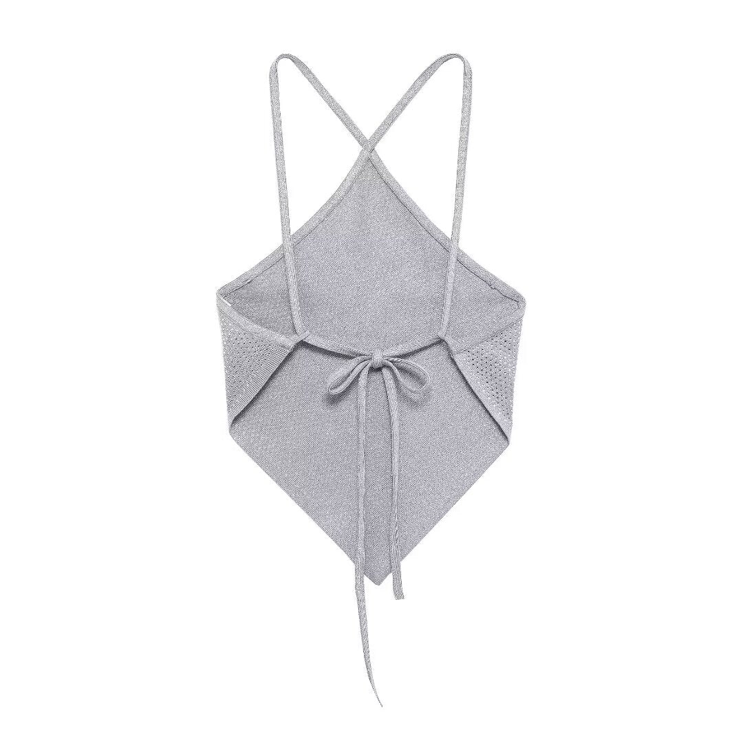 Bright Backless Knit Crop Vest