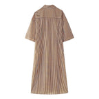 Women's Striped Asymmetric Loose Midi Dress