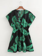 Chiffon Print Strapless Dress