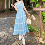 Women's Lace Ruffle A-Line Midi Dress