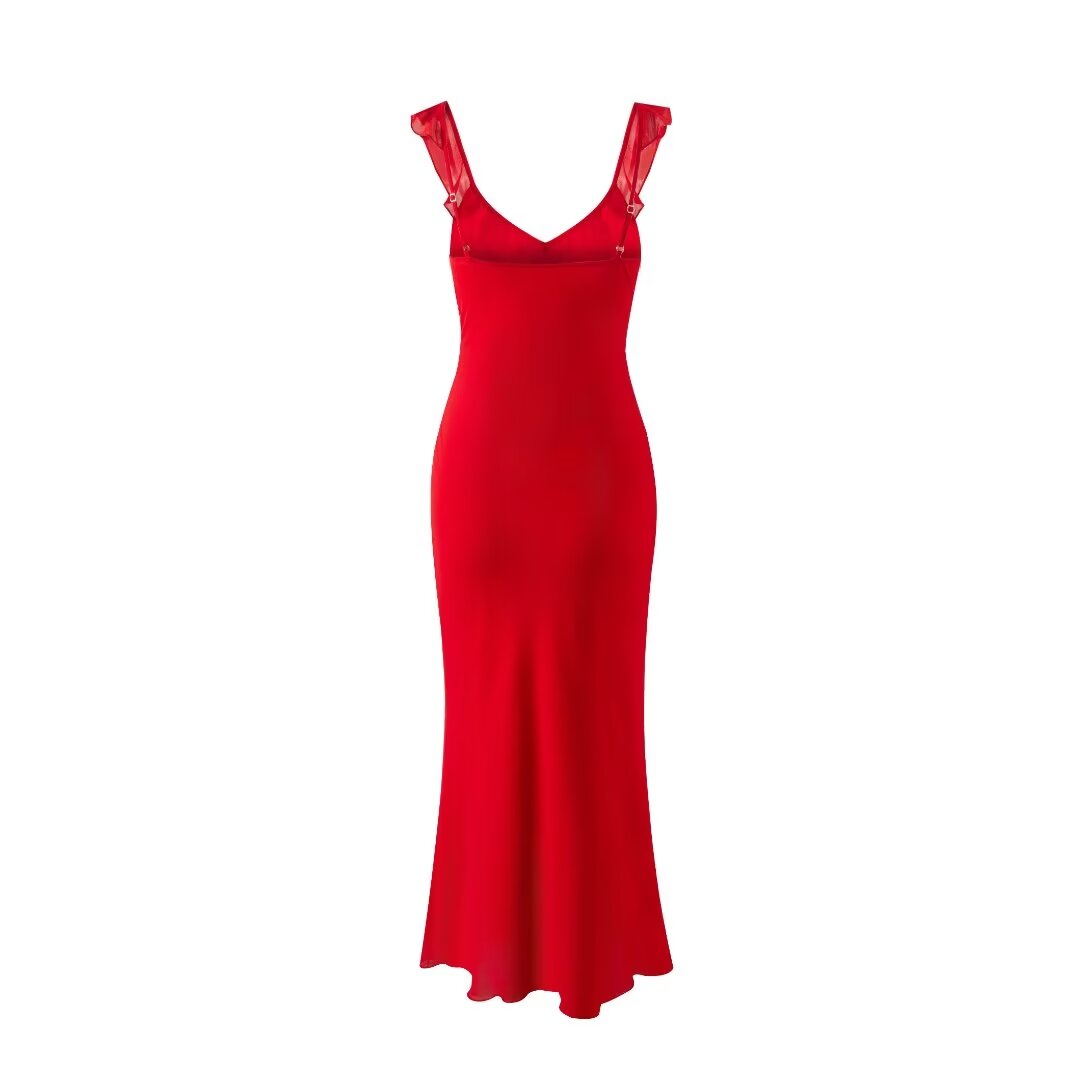 Backless Sling Dress Mid Length