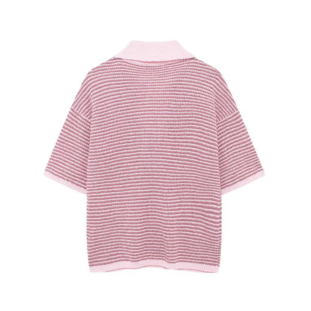 Women's Summer Women's Knitted Polo Shirt Collar Top Shorts Suit