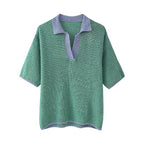 Women's Summer Women's Knitted Polo Shirt Collar Top Shorts Suit