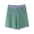 Women's Summer Women's Knitted Polo Shirt Collar Top Shorts Suit