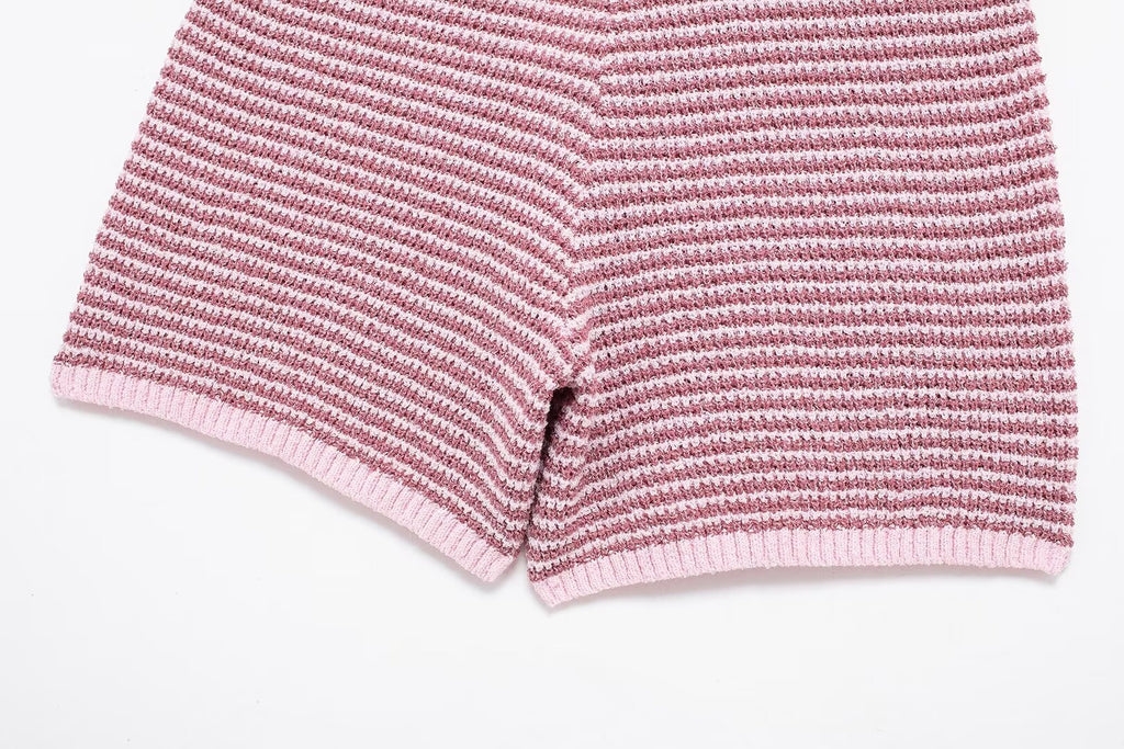 Women's Summer Women's Knitted Polo Shirt Collar Top Shorts Suit