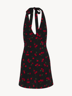 Bare Back Deep V Plunge Halter Seaside Vacation Dress