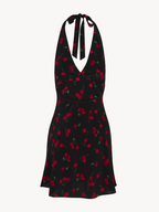 Bare Back Deep V Plunge Halter Seaside Vacation Dress